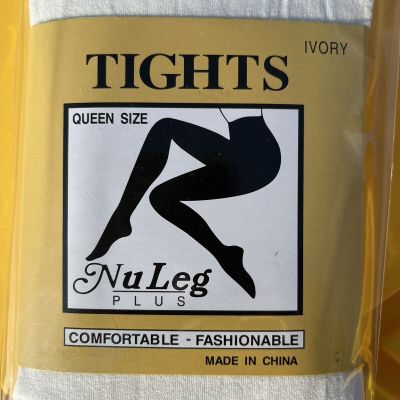 2 Pk Nu Leg Plus Size Queen Ivory & Black Nylon Tights Spandex Pantyhose Dressy